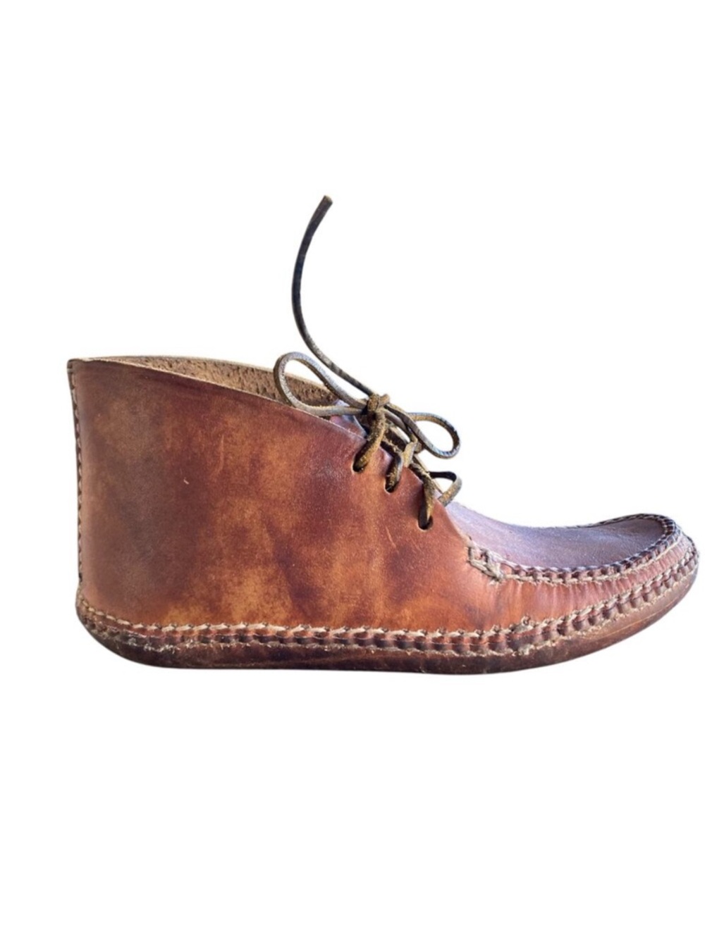 Vintage Hand Crafted Brown Chukka Boots Sz 7 Leather Lace Up Ankle Slow Fashion